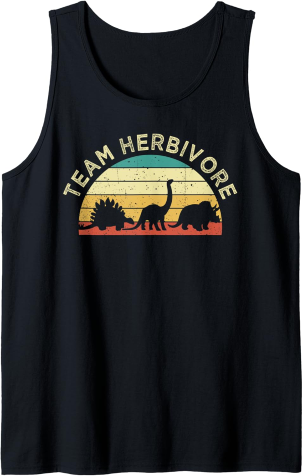Team Herbivore Dinosaur Vegan For Vegetarians Tank Top - Image 2